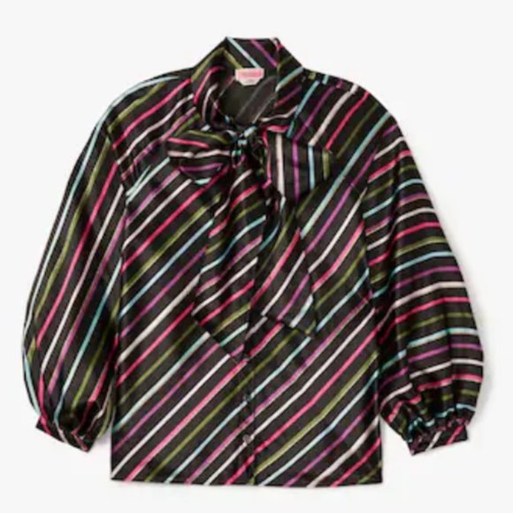 kate spade Party Stripe Tie-neck Shirt blouse top size medium nwot - Picture 7 of 8
